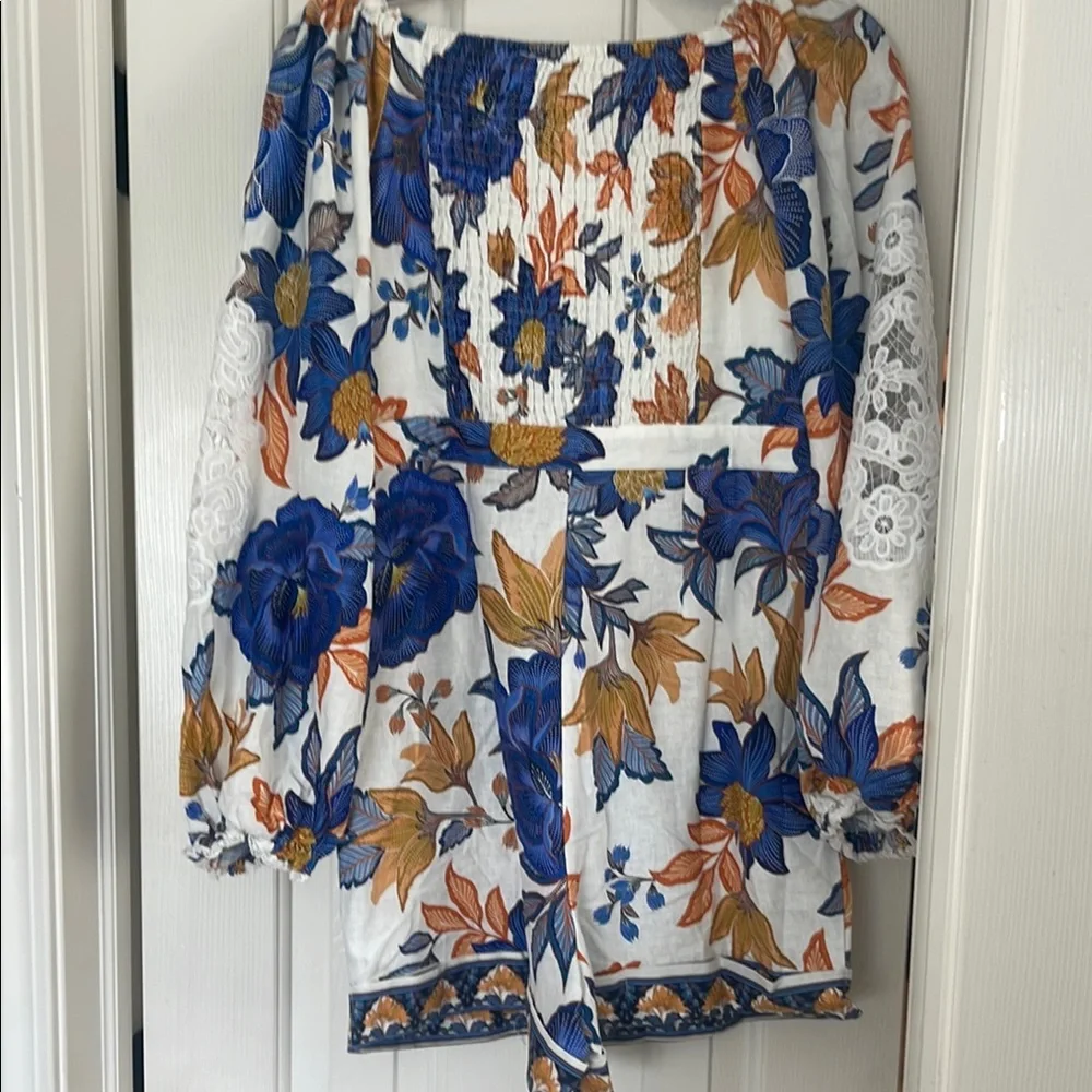 FARM Rio Off-White Summer Flowers Lenzing™ Ecovero™ Euroflax™ Romper - NWT - Picture 5 of 9